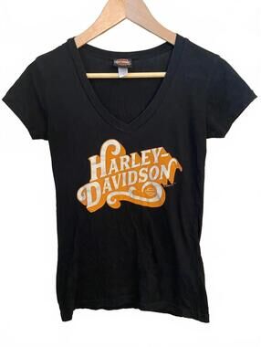 Harley-Davidson Women's Black V-Neck T-Shirt Size XS